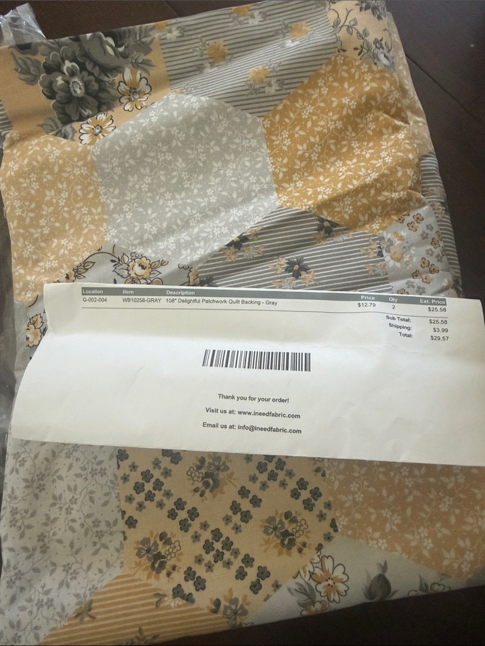 Patchwork Quilted fabric Home Accent in Gray and Mustard